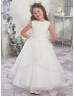 Beaded Lace Tulle Flower Girl Dress With Horsehair Hem Beaded Lace Tulle Flower Girl Dress With Horsehair Hem